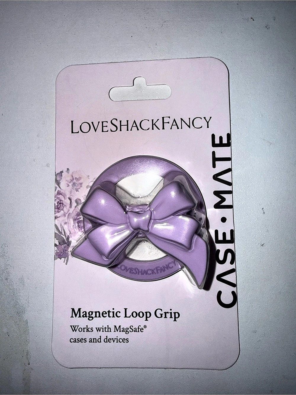 LoveShackFancy Magnetic Loop Grip Purple MagSafe Phone Grip NWT